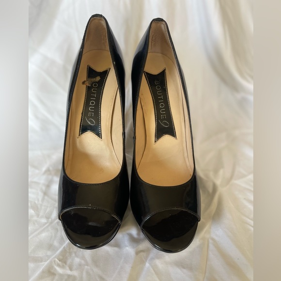 Boutique 9 Black Patent Leopard heel platform - Picture 4 of 4